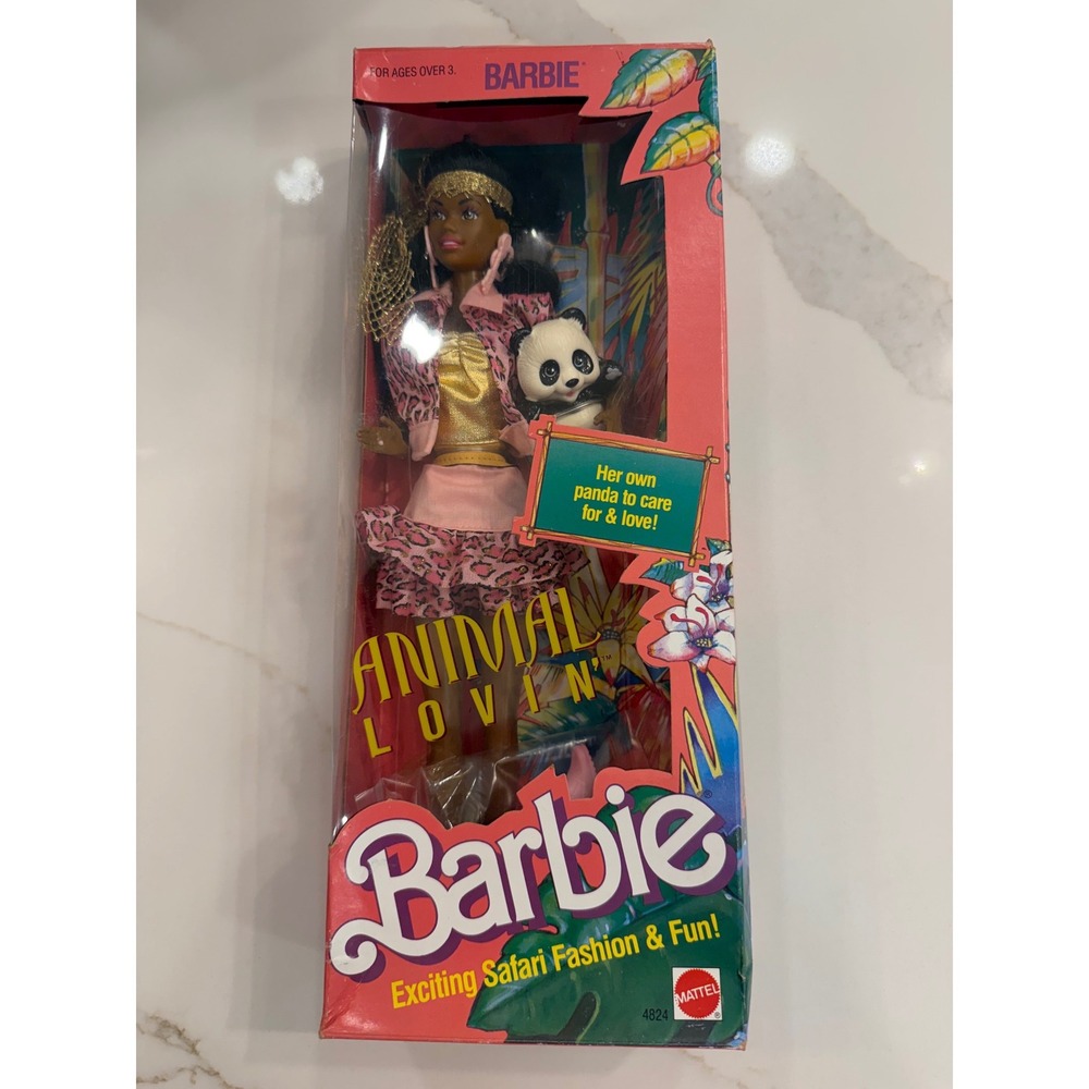 Vintage 1988 Mattel Animal Lovin Barbie Black Christie Doll Panda Safari 4824